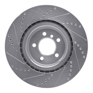 Land Rover Range Rover Brake Rotor (1) - Front Right - R1 Concepts - Drilled & Slotted - Silver - `06-`12